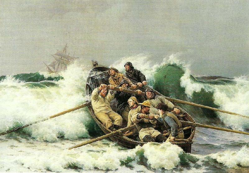 Laurits Tuxen redningsbaden gar ud oil painting image
